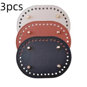 TEMU 3개 세트 11*14.5cm 타원형 PU 가죽 가방 바닥, 천공 우븐 가방 베이스, 핸드메이드 DIY 코바늘 가방 액세서리, 핸드백, 크로스백, 숄더백 및 수공예품 제작용, 일상용, 졸업 선물, 어머니의 날 선물, DIY 지갑 제작용