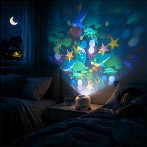 TEMU LED 회전 테이블 램프, USB 전원식 바다 무드등, 바다 패턴 360° 회전 프로젝터 램프, 거실, 침실, 게임룸, 생일 파티, 홈 데코용, 화이트