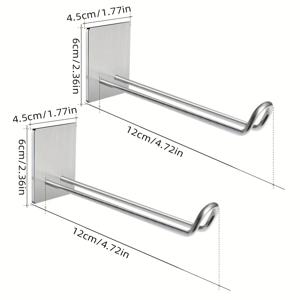 TEMU 접착식 후크 2개, 스테인리스 스틸 셀프 접착식 욕실 벽 고리, 수건, 가운, 모자, 코트, 면도기, 열쇠용 벽에 붙이는 접착식 행거 (은색)