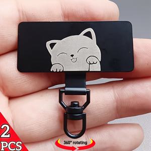 TEMU 2개입 업그레이드된 귀여운 만화 캐릭터 넥 스트랩 커넥터, 360° 회전 스테인리스 스틸 휴대폰 넥 스트랩, 초박형 0.01인치 메탈 클립, 안전한 휴대폰 케이스 넥 스트랩 손목 스트랩, 크로스바디 추가, 범용 휴대폰 추가