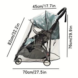 TEMU 풀 커버리지 유모차 레인 커버, 이중 지퍼로 편리한 출입, 요요 경량 유모차에 적합, 방풍 방수 방진