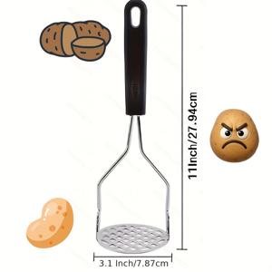 TEMU MAMSHIB 미끄럼 방지 손잡이 스테인리스 스틸 감자 으깨는 기구, 감자, 고구마, 콩, 채소, 과일 등 다양한 재료에 사용 가능하며, 감자 으깬 음식, 고구마 으깬 음식, 으깬 음식 등 다양한 요리 준비에 적합합니다. 축제 음식 준비에도 좋습니다