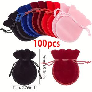 TEMU 벨벳 선물 가방 100개, 부드러운 조롱박 벨벳 졸라매는 끈 가방, 액세서리, 주얼리, 목걸이, 장식품용, 크리스마스, 부활절, 어머니의 날 감사 선물 가방, 결혼식 및 생일 파티 선물 가방