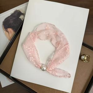 TEMU 1개입 오각별 레이스 자수 리본 자석식 클립 초커 스카프, 새로운 패션 액세서리, 목 리본, 머리끈 헤드밴드, 의류 및 직업복 장식용 다목적 스카프, 세련된 느낌을 더해줍니다, 목 스카프, 스카프 리본