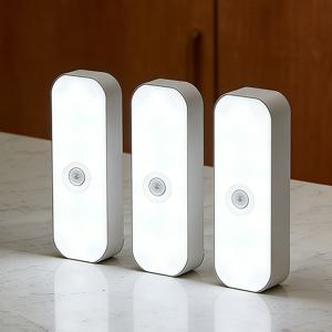 TEMU 3개 세트, USB 충전식 LED 스마트 인체 센서 조명, 간편한 설치형 벽걸이형 무드등, 쿨화이트/백색광, 가정용 캐비닛 조명 솔루션, 동작 및 조광 센서, 사무실, 침실, 옷장, 계단용