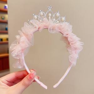 TEMU 앞머리와 술 장식이 있는 달콤하고 귀여운 왕관 머리띠, 헤어 액세서리
