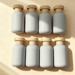 TEMU 8개 플록 로션 병 세트 100ml/3.4oz | 핸드, 바디 워시 & 스킨케어용 리필형 미끄럼 방지 플라스틱 화장품 용기, 선물 세트