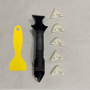 TEMU 7pcs 코킹 도구 세트/ 틈새 청소 및 보수 도구, 5개의 교체 가능한 실링 패드와 스크레이퍼가 있는 다기능, 실링 및 접착제 제거를 위한 스테인리스 스틸 헤드 인체공학적 디자인 | 내구성 있는 플라스틱 핸들, 컴팩트한 도구