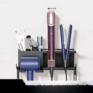 TEMU 헤어 드라이어 홀더 벽걸이, 자가 접착식 드라이어 랙 (치실 면도기 홀더 포함), 드릴 불필요 욕실 정리대 (컬링 아이롱, 스트레이트너, 헤어 스타일링 도구 보관용), 무광 그레이, 선반