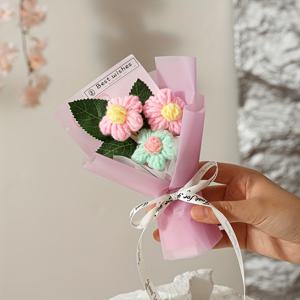 TEMU 1개 컬러풀 크리에이티브 퍼프 시뮬레이션 부케 + 선물백 세트, 졸업 시즌 친구, , 엄마, 발렌타인데이 선물용