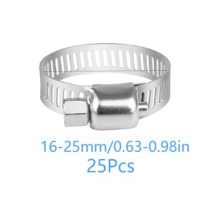 TEMU 25개 스테인리스 스틸 호스 클램프, 조절 가능한 파이프 클립, 8-29mm 범위, 5가지 사이즈, 내구성 강한 클램프, 가정용 배관, 자동차 및 산업용