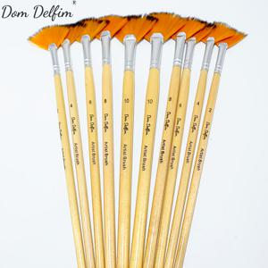 TEMU Dom Delfim 양색 나일론 강모 부채꼴형 페인트 브러시 10개 세트 - 수채화, 아크릴, 유화 초보 아티스트용 - 실내 장식 및 크리스마스 선물용으로 완벽