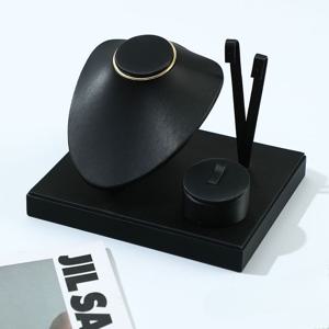TEMU 조합 세트 주얼리 랙, 가죽 주얼리 트레이, 주얼리 매장 반지 팔찌 목걸이 귀걸이 다용도 랙, 라이트 럭셔리 스타일, 고급스러운 느낌, 화이트/블랙/골드/블루/핑크, 주얼리 타워