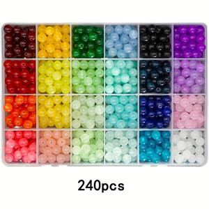 TEMU 비즈 키트 - 8mm 유리 구슬 48색상, 48색상 주얼리 만들기 키트 (팔찌, 목걸이, 귀걸이 등), 1박스, 초보자용 유리 구슬 키트 박스, 가족과 함께 나만의 주얼리와 선물 아이디어 만들기
