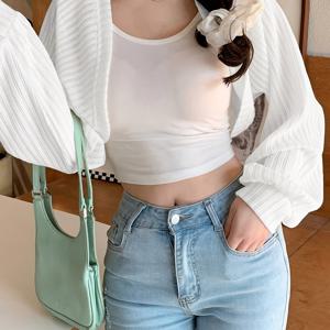 TEMU 여성용 솔리드 컬러 봄, 여름, 가을 재킷, 플레어 소매 숏 캐주얼 재킷
