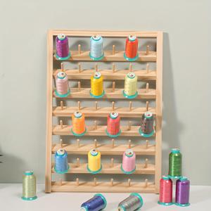 TEMU 48스풀 나무 재봉실 실 랙, 가정용 창의적인 보관 솔루션, 침실, 욕실, 사무실, 책상, 공예품 등을 정리하는 데 적합, 벽걸이형 및 독립형 디자인 제공, 재봉 보관