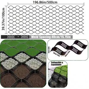 TEMU 39.37 X 196.86 인치 고밀도 HDPE 지오텍스타일 1롤, 2인치 깊이 접이식 수축형 바닥 매트, 마당, 보도, 창고 바닥, 경사로, 경량 차량 통행, 주차장 및 잔디와 자갈 포장에 적합