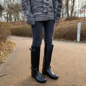TEMU [shoesn] 뒤 포인트 롱 레인부츠 sn1022