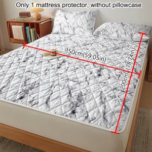 TEMU 모던 피부 친화적 통기성 좋은 부드럽고 편안한 대각선 스톤 텍스처 화이트 패턴 맞춤형 매트리스 프로텍터 1개, 침실용 프린트 침대 커버, 매트리스 커버, 매트리스 케이스, 슬립커버, 방진 보호 커버, 얼룩 및 오염 방지 매트리스 프로텍터, 침구 (베개 커버는 포함되지 않음)
