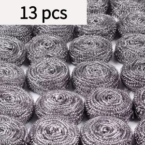 TEMU 13개입 고강도 스테인리스 스틸 청소 볼, 고탄소 철 코어 - 다용도 스크럽 와이어, 냄비, 프라이팬, 볼, 스토브, 오븐에 적합 - 주방 및 욕실용 내구성 있는 녹 방지 와이어 브러시, 청소 도구