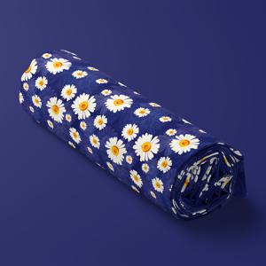 TEMU 1개 39 X 59인치 (100 X 150cm) 파란색 데이지, 흰색 꽃잎, 원소 조합, 100% 원단, 공예 프로젝트, 지갑 제작, 수제 재봉 재료 홈 데코에 적합, 공예 애호가 필수품, 베개/테이블보/지갑에 이상적