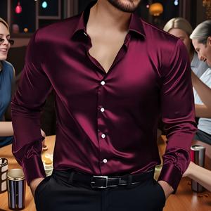 TEMU [Shule Water OBM] 남성용 비즈니스 캐주얼 긴팔 솔리드 셔츠, 간편한 데일리 웨어