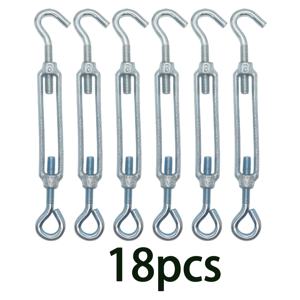 TEMU 18개, M6 턴버클 와이어 로프 텐셔너, 가정용 DIY, 뒷마당, 빨랫줄, 정원 울타리, 차양 돛, 텐트 차양, 야외 스트링 조명, 선박 장비용 조정식 녹 방지 강철 케이블 조임기 풀러, 실내 및 실외용