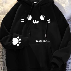 TEMU 후드 스웨트셔츠 캐주얼 3프린트 고양이 얼굴