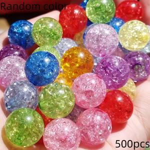 TEMU 500개 8mm 아크릴 크랙 버스트 비즈 - 독특한 유리 파손 효과가 있는 DIY 공예용 비즈, 주얼리 만들기 및 홈 데코, 장식 프로젝트용 스페이서 비즈, 생생한 색상의 반짝이는 마감