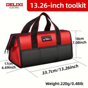 TEMU 13/14인치 다기능 대용량 공구 가방, 1680D 옥스포드 천 및 가죽 공구 토트백, 건설, 목공, 원예, 전기 기술자 등에 사용