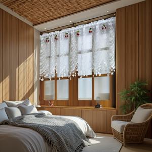 TEMU 노르딕 로맨틱 플로럴 자수 시어 숏 커튼, 레이스 태슬, 반투명 창문 스카프, 주방, 카페, 레스토랑용 로드 포켓 디자인, 순수하고 우아한, 크리스마스 장식 커튼 1개