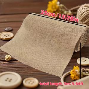 TEMU 25/30/35cm 폭 - 3미터 길이의 천연 헤파인 브라운 린넨 Burlap 롤 - 공예, 크리스마스 테이블보 및 의자 커튼, 웨딩 장식, 러스틱 주트 원단 Burlap용. 가정 장식 및 파티 용품을 위해 고품질 재료를 사용합니다.