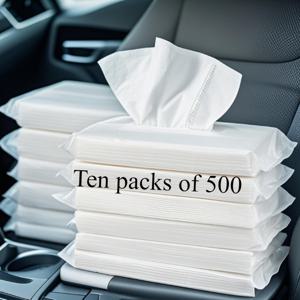 TEMU 자동차용 종이 박스 보충팩 10개입, 팩당 50매, 일회용 페이스 페이퍼 타월, 티슈, 여행용 가방, 자동차 선바이저에 적합한 종이 박스 또는 가방, 총 500매
