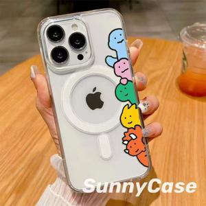 TEMU 휴대폰 케이스 - 공룡 소시지 강아지 디자인, Apple iPhone 17 Pro Max Magsafe 호환, 투명 마그네틱 폰 케이스 (16E, 15, 14 Plus, 13, 12, 11 모델용), 귀엽고 달콤한 디자인, 커플을 위한 고급스러운 맞춤 선물로 완벽