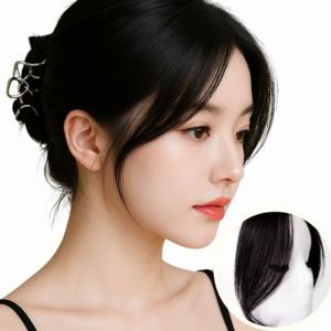 TEMU 터브화이 여성 사이드뱅가발 볼륨 앞머리가발 헤어피스 여자 부분 가발 자연블랙 사이드뱅... 1개