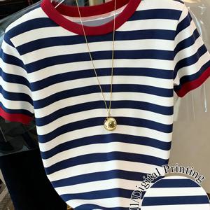TEMU 여성용 라운드 넥 캐주얼 다용도 데일리 반팔 티셔츠