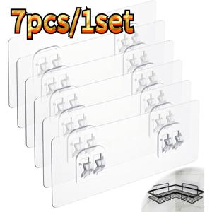 TEMU 7개 샤워 선반 접착식 후크, 샤워 선반용 접착식 교체 부품, 욕실 선반 및 바구니에 적합, 코너 설치, 비누 받침대 및 주방 개선에 이상적