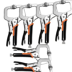TEMU 조절식 잠금 장치 및 회전식 팁이 있는 6인치 고강도 C클램프 - 장인, DIY, 작업장용, 정밀한 그립을 위한 회전식 뾰족한 팁, 가정용 및 전문가용 수납 파우치 포함