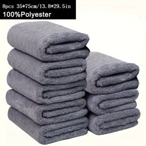 TEMU 수건 8개 세트, 매우 부드럽고 흡수성이 뛰어난 핸드 타월, 사이즈 35*75cm, 욕실, 헬스장, 샤워실, 호텔, 스파용, 욕실 용품