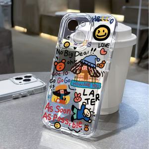 TEMU 삼성 갤럭시 S26 25 24 23 22 UItra PLUS Pro Edge FE A57 56 55 54 53 52 51 50 37 36 35 34 26 25 24 23 22 16 15 1413 07 06 05 03 02 S용 귀여운 남성용 즐겁고 재미있는 만화 풀커버 충격 방지 투명 휴대폰 케이스 TKKYLTM00554