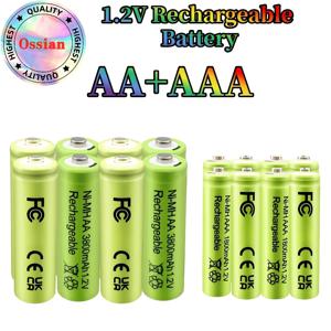 TEMU [Ossian] 16개입 고용량 충전식 NiMH 배터리 콤보: AA 1.2V 고용량 4개 + AAA 1.2V 1800mAh 4개, 가정용 전자제품을 위한 장시간 사용 가능한 충전식 배터리