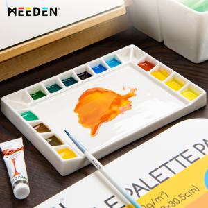 TEMU MEEDEN 8x5-1/2인치 직사각형 도자기 페인트 팔레트, 수채화 수채물감 구아쉬 아크릴 유화용 혼합용 미술 세라믹 수채화 물감 팔레트