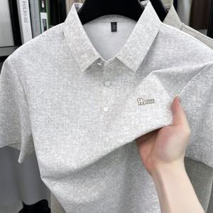 TEMU [Shule Water OBM] 여름 신상 남성용 반팔 폴로 셔츠, 스탠드 칼라, 간편한 비즈니스 캐주얼 하이엔드 통기성 반팔 티셔츠 남성용, Maiwang