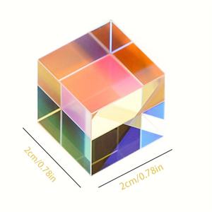 TEMU 14세 이상용 프리즘 X큐브 1개, 광학 유리 빔 분산, 과학 교육용 사각 굴절기, 분광학 시연기, 취미가용 및 선물용