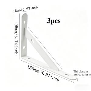 벽걸이형 화이트 삼각대 3개 세트, 태블릿 미포함, 스탠드만, 단일 단 또는 다단 선반으로 설계 가능, 태블릿 길이에 따라 유연하게 설계, 가정용 수납에 적합