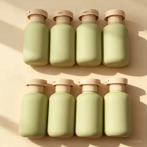TEMU 8개 플록 로션 병 세트 100ml/3.4oz | 핸드, 바디 워시 & 스킨케어용 리필형 미끄럼 방지 플라스틱 화장품 용기, 선물 세트