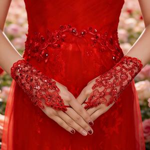 TEMU 브라이덜 웨딩 장갑 레이스 손가락 없는 후크 손가락 스트랩 속이 빈 비즈 자수 글리터 패션 웨딩 드레스 장갑