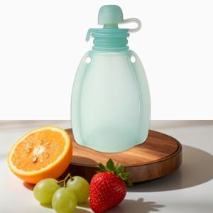 TEMU 아기와 유아용 재사용 가능한 실리콘 푸드 파우치, 짜서 먹는 파우치, 짜는 파우치, 취학 전 및 학령기 아이를 위한 세척이 쉬운 실리콘 파우치, 집에서 만든 이유식 보관용