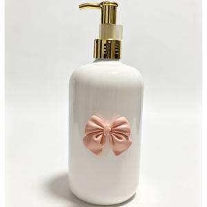 TEMU 500ml 리본 장식 재충전용 펌프 디스펜서 병, 프탈레이트 프리 플라스틱 펌프 헤드 포함, 여행/욕실/주방용 - 샤워용 샴푸/바디워시/로션 재충전용 용기