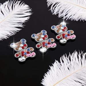 TEMU 3개 세트 고급 컬러 곰돌이 라인스톤 다림질, 재봉 패치 스티커, 만화 귀여운 곰돌이 부직포 바닥 다림질/재봉 장식, 의류 및 추가에 적합, 청바지, 가방, 신발용 다림질/재봉 아플리케 추가